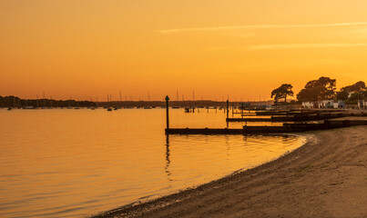 Sunset over Poole Harbour near Hamworthy pier