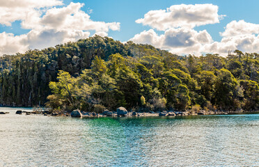 Sailing the Nahuel Huapi from Bahia Mansa to the Arrayanes Forest, Villa la Angostura, Neuquen, Patagonia, Argentina