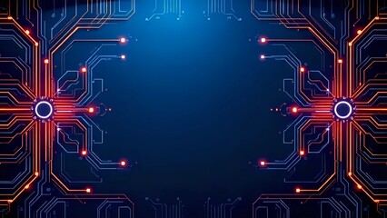 Neon Circuit Pathways in a High-Tech Corridor