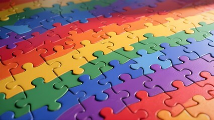 Rainbow puzzle pieces interlocked autism ADHD neurodiversity awareness inclusion concept