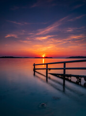 Sunset in Poole Harbour with calm waters