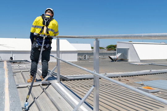 Hi Visibility Industrial Working At Heights