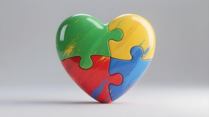 Painted colorful heart puzzle autism ADHD neurodiversity awareness concept