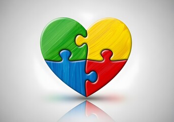 Painted colorful heart puzzle autism ADHD neurodiversity awareness concept