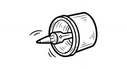 Monochrome Whisk Illustration Side View Detailed Linework Showing Movement on White Background Kitchen Cooking Utensil Art