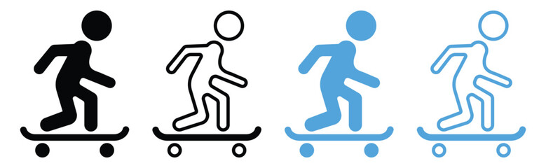 Skateboard Silhouette Vector Collection, Simple Isolated Skateboarding Design and Logo.