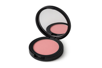 Pink blush palette with mirror open on transparent background