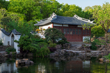 Naklejka premium Ancient buildings of Shanghai Botanical Garden in Shanghai, China.