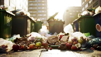 Overflowing Trash Bins With Discarded Waste Material in a City Street Daylight - Powered by Adobe