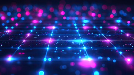 Abstract technological background with neon lights representing data flow and connectivity for
