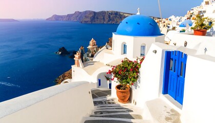 Fototapeta premium Mediterranean island village ocean view