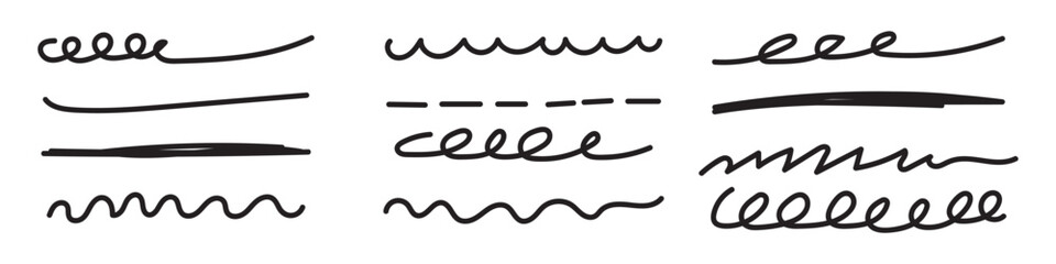 Set of hand drawn red marker line design element, grunge strokes, doodle lines underline scribble Red Marker Line Vector Isolated for Bold Creative