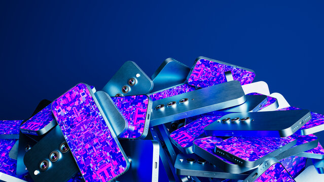 Falling mobile device display modern technology