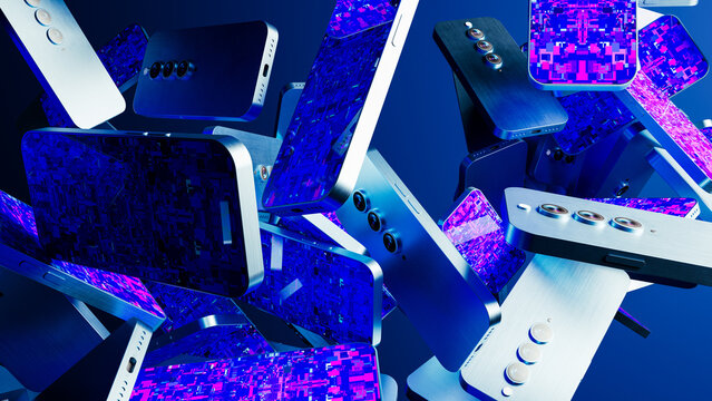 Falling mobile device display modern technology