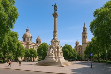 Jaén City Landmark: The Column of the Constitution in Plaza de la Constitución, Spain