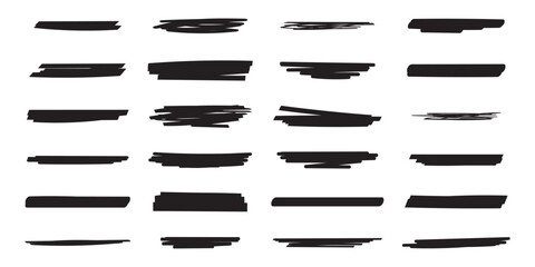 Set of Grunge red brush stroke, Red paint strokes isolated on white background.