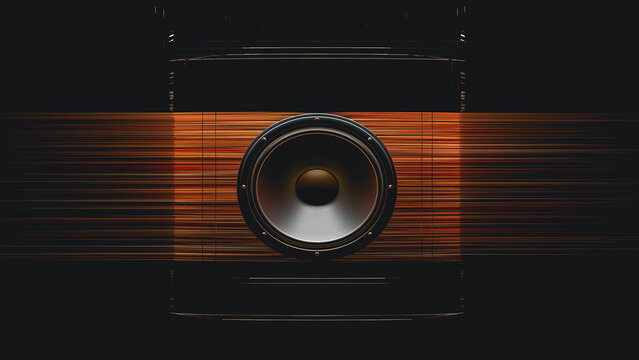 Luxurious speaker with abstract wooden background design