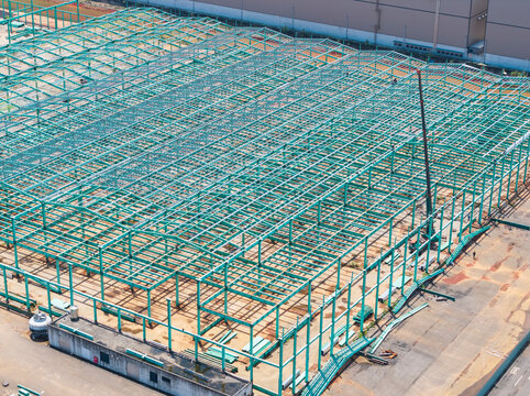 Logistics Warehouse Steel Frame Construction View