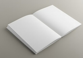 Realistic open book mockup with clean white pages. An isolated template for publication or branding design.
