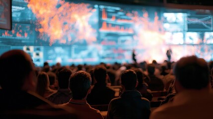 Focused medium shot of a live OTT audience heatmap showing realtime viewer interaction spikes with the rest of the data wall softly blurred emphasizing dynamic streaming trends.