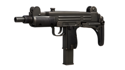 Photorealistic 3D Render of UZI Submachine Gun – Transparent Background