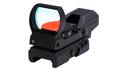 Obraz premium Tactical Reflex Red Dot Sight with Picatinny Mount – Transparent Background