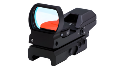 Tactical Reflex Red Dot Sight with Picatinny Mount – Transparent Background