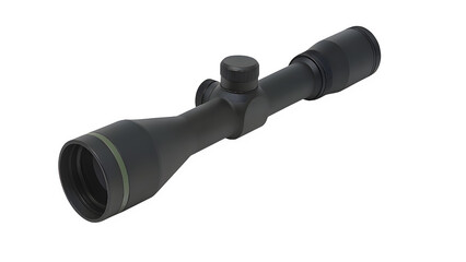 Matte Black Rifle Scope with Green Accents – Transparent Background High-Resolution Image