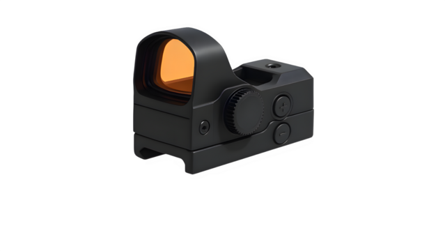 Minimalist Floating Mueller Reflex Sight with Composite Front and Side Views