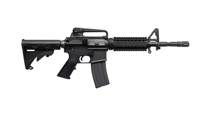 Ultra-Realistic Side Profile Studio Photo of M4A1 Assault Rifle &ndash; Transparent Background (PNG)