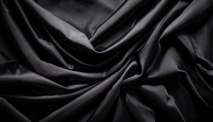 Fototapeta premium an abstract black background showing crumpled dark fabrics providing a textured and moody aesthetic