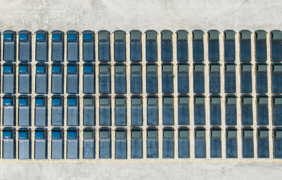 Aerial View Truck Dealership Lot Commercial Vehicles