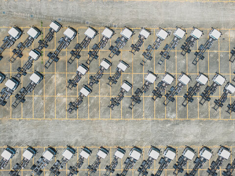 Aerial View of Industrial Truck Chassis Dealership Parking Lot