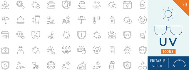  UV icon collection set. Editable stroke.