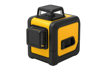 Yellow and black laser level tool on transparent background