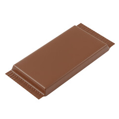 A single rectangular bar of milk chocolate with a slightly textured surface isolated on transparent background