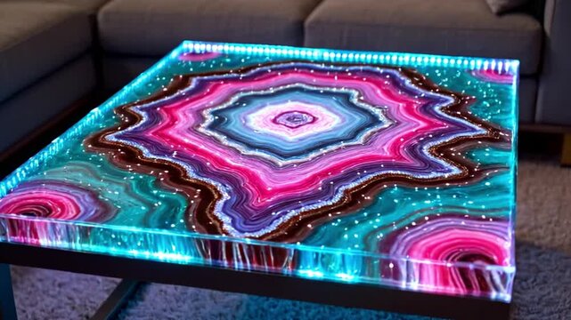 Elegant interior inspired by precious gemstones. Rich sapphire blue, emerald green, and opal iridescent tones create a luxurious, feminine and modern atmosphere.