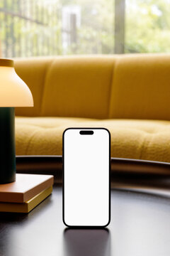 Mockup Smartphone with Blank Screen on Table