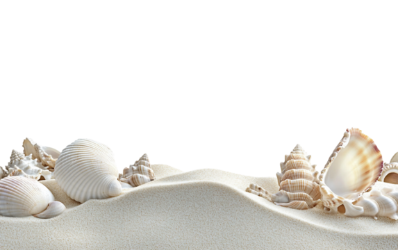 Scenic coastal view with rolling sand dunes and clear ocean waters on a sunny summer day isolated on transparent background PNG