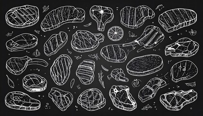 Variety of grilled meat cuts