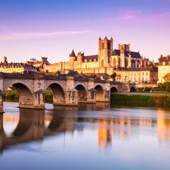 Obraz premium Scenic European cityscape at dawn