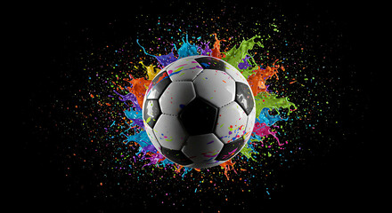 Fototapeta premium Colorful Soccer Ball Paint Splash Explosion