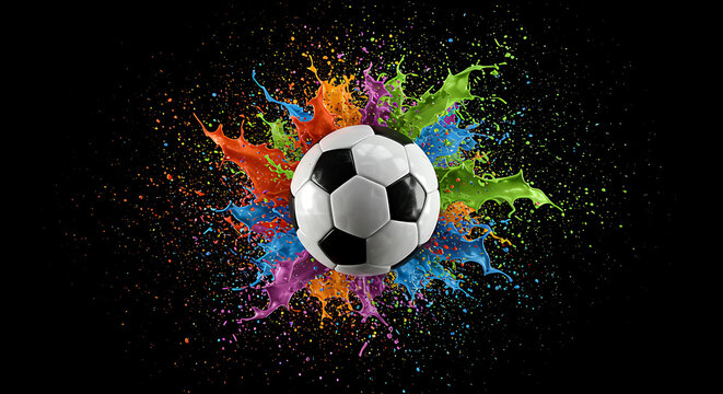 Colorful Soccer Ball Paint Splash Art