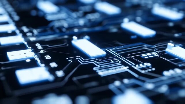 Abstract Circuit Board Animation: Electronic Hi-Tech Background, Futuristic Technology
