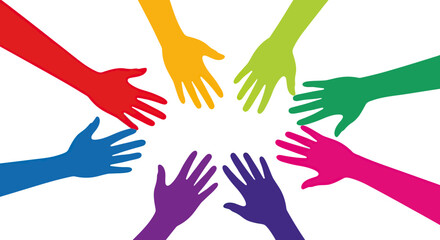 Fototapeta premium Illustration Multicolor Vector Hands Circle Abstract Modern Design for Community and Teamwork