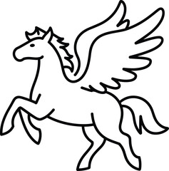 Black outline of a winged horse Pegasus in motion mythical creature