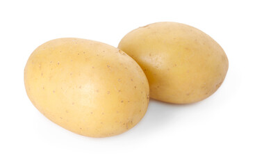 Two fresh raw potatoes isolated on white