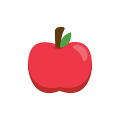 Red apple with green leaf. Vector