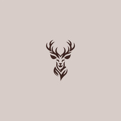 Abstract deer head logo in clean and simple minimalist design.
