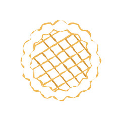 Golden pie outline sketch. Vector